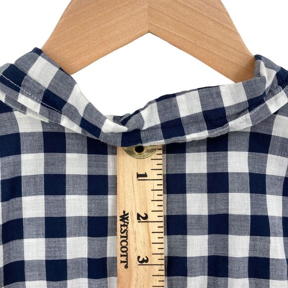 J.CREW Button Up Shirt Womens Medium Navy White Checked 100% Cotton Long Sleeve - Picture 15 of 16